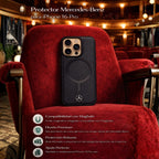 Protector iPhone 16 Pro MERCEDES Piel Negro
