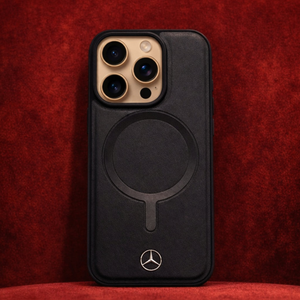 Protector iPhone 16 Pro MERCEDES Piel Negro