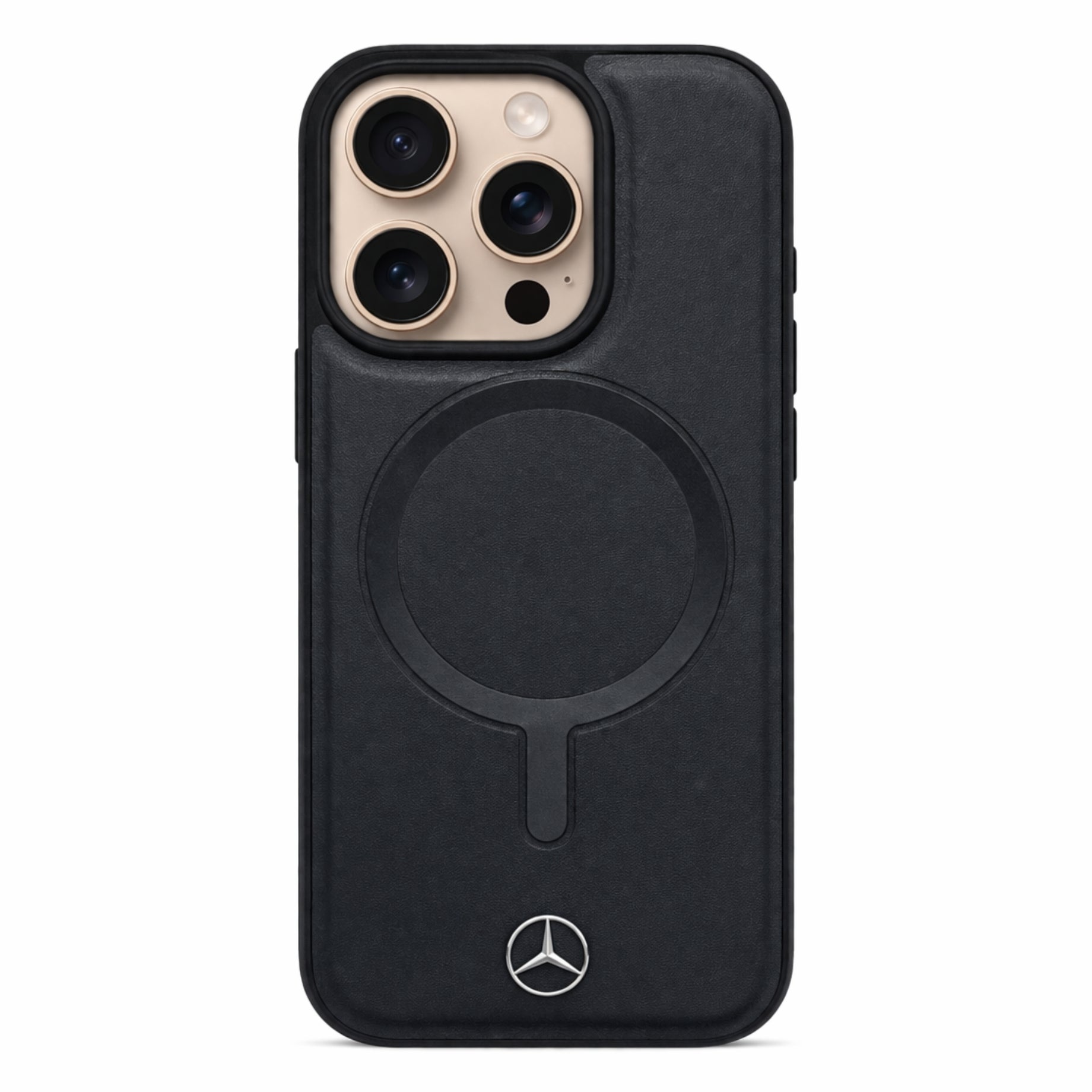 Protector iPhone 16 Pro MERCEDES Piel Negro