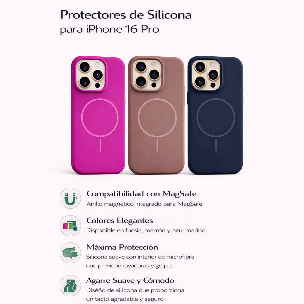 Protectores iPhone 16 Pro Silicon Magsafe