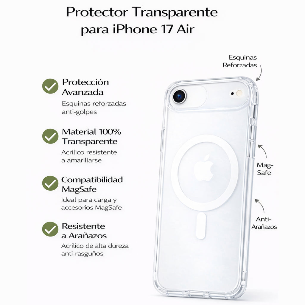 Protectores iPhone 17 Air Magsafe Transparente