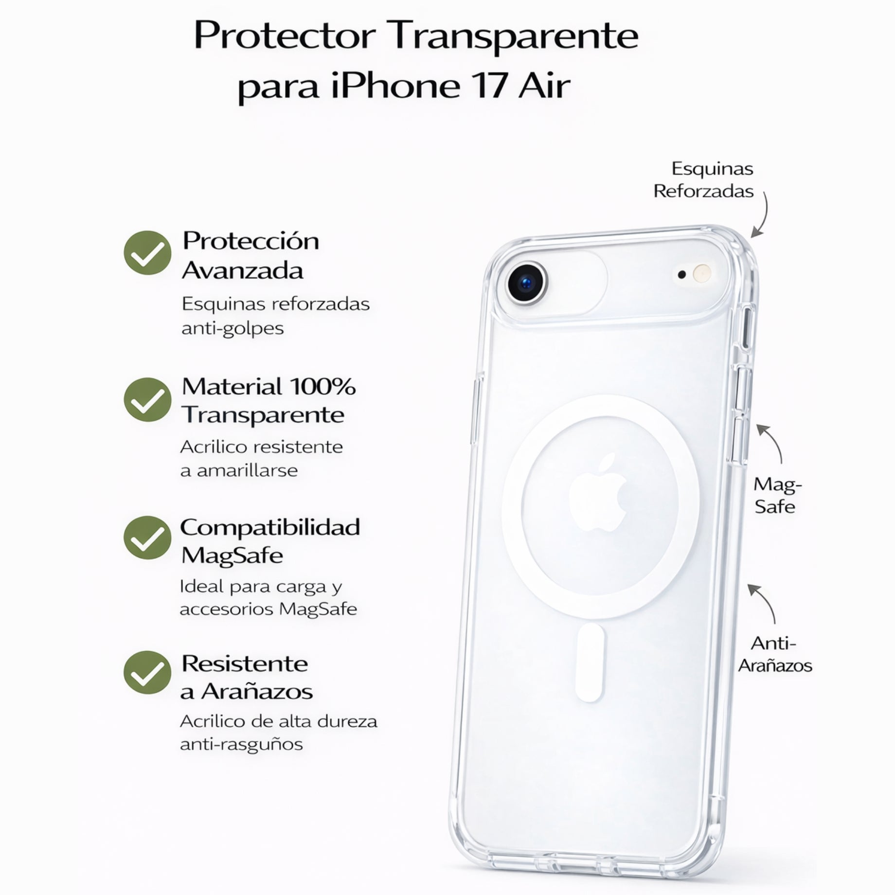 Protectores iPhone 17 Air Magsafe Transparente