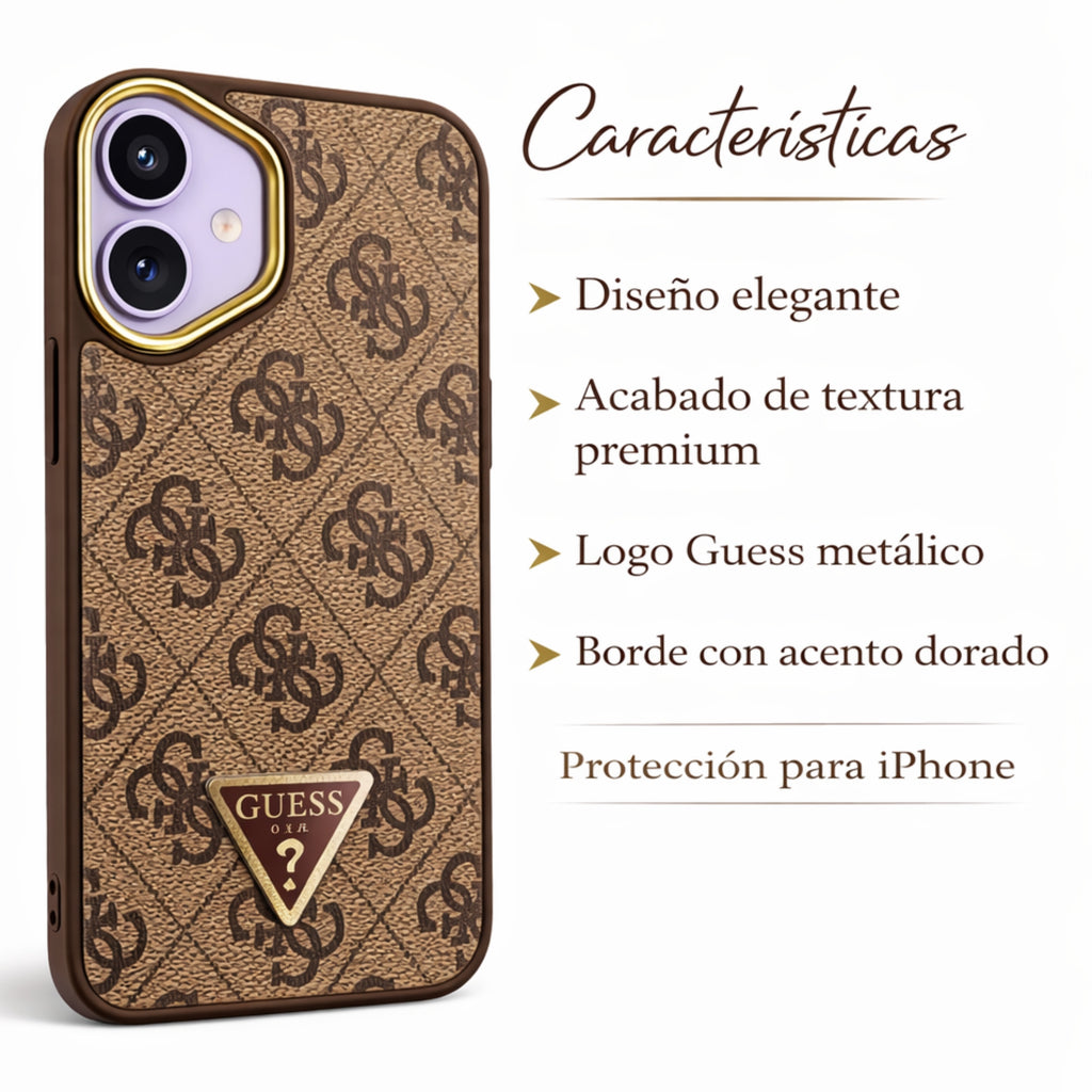Protector IPhone 17 Guess Metal Triangle Cafe