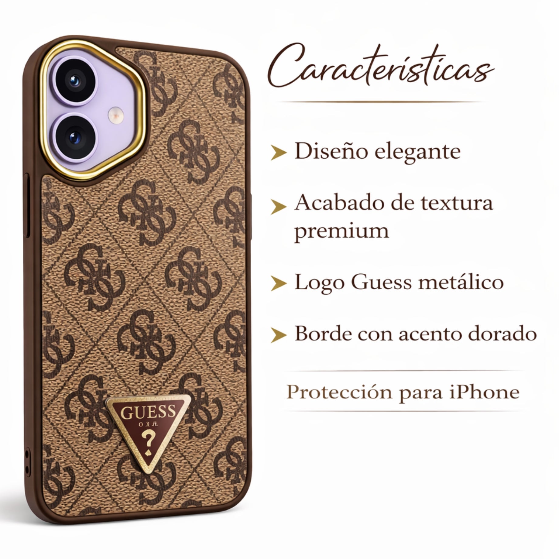 Protector IPhone 17 Guess Metal Triangle Cafe