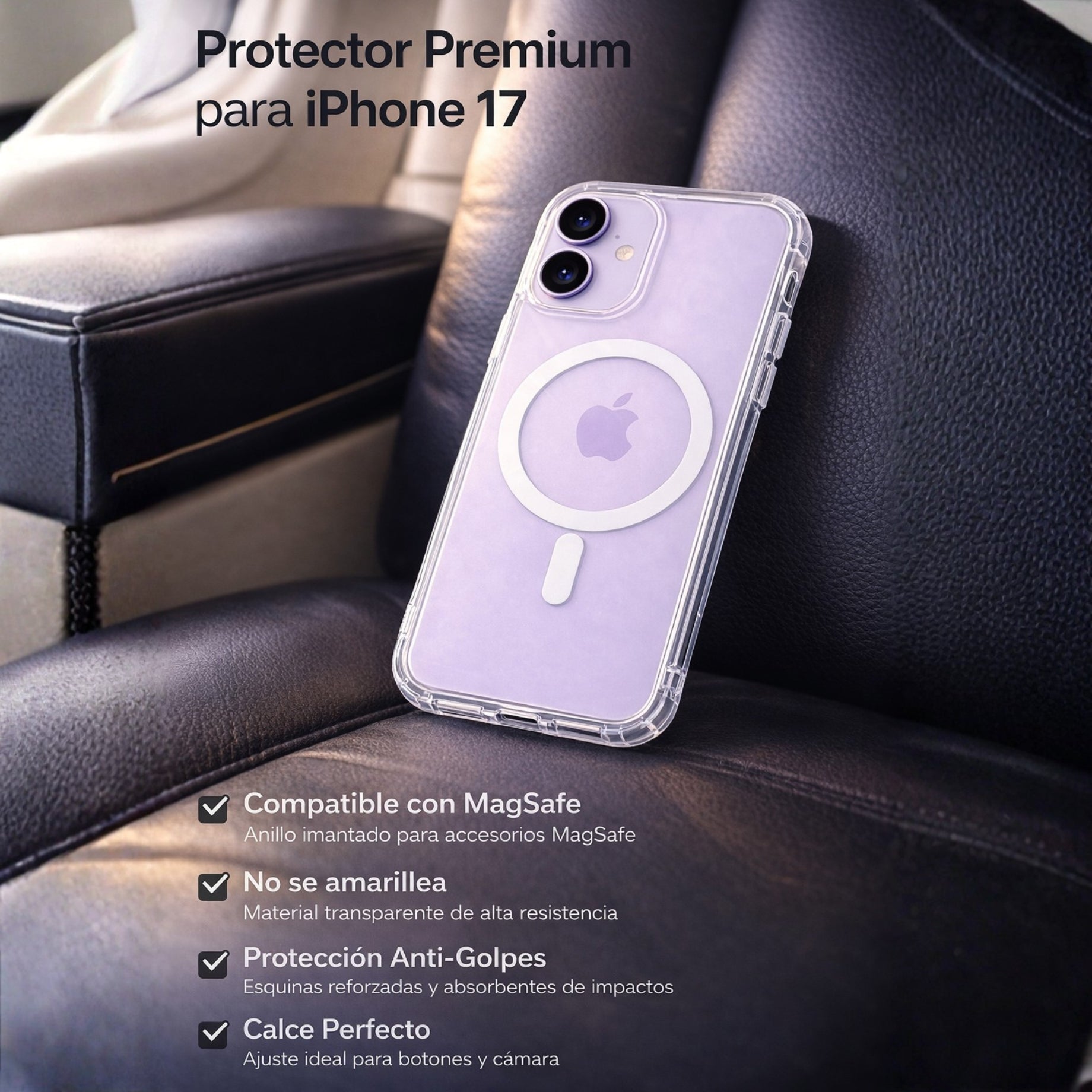 Protector iPhone 17 Magsafe Transparente Premium