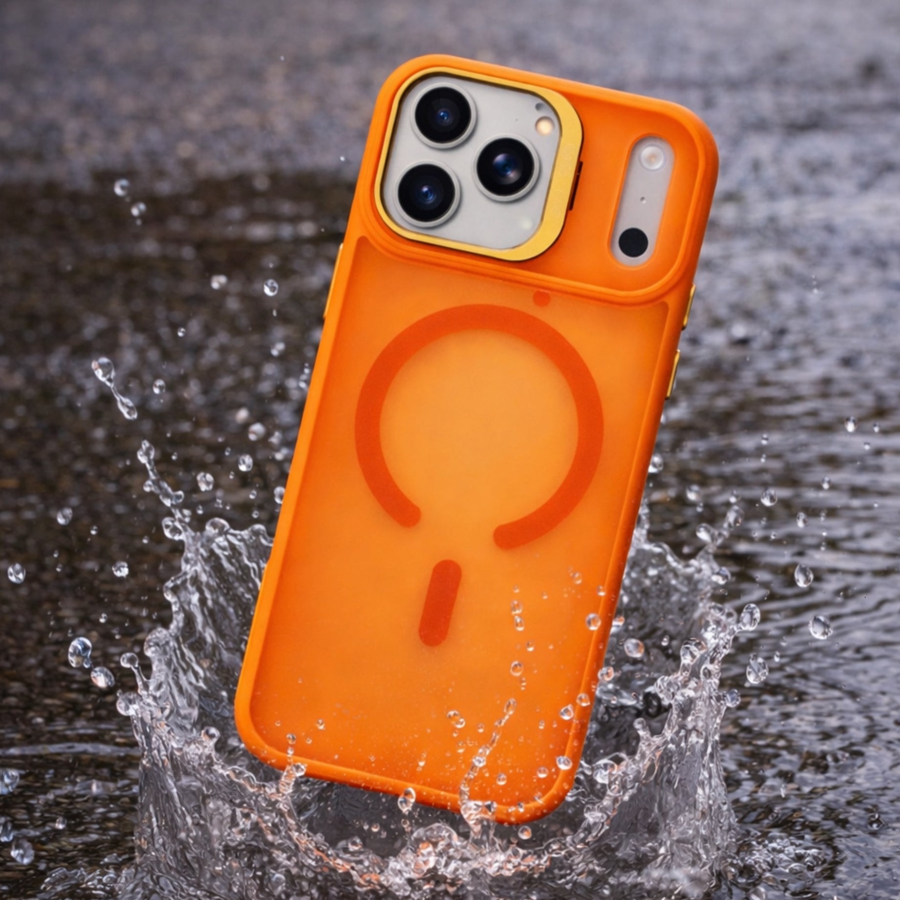 Protector IPhone 17 Pro Max Magsafe Naranja Con Soporte