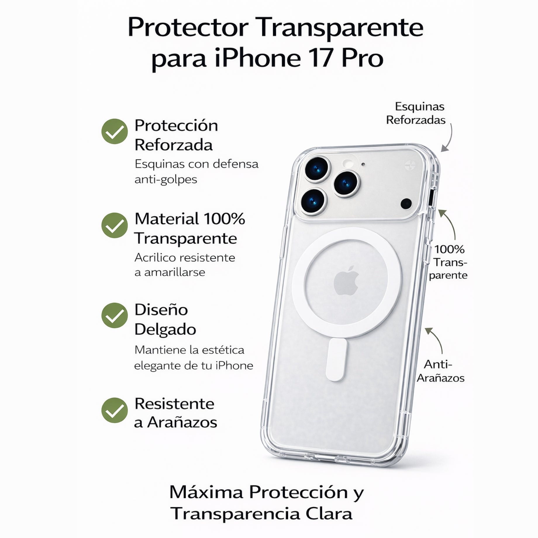 Protector iPhone 17 Pro Magsafe Transparente