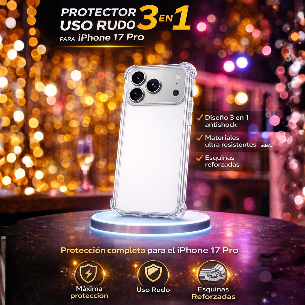 Protector iPhone 17 Pro Max Transparente 3 en 1