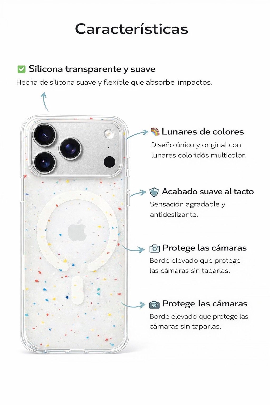 Protector iPhone 17 Pro Max Magsafe Lunares de Colores