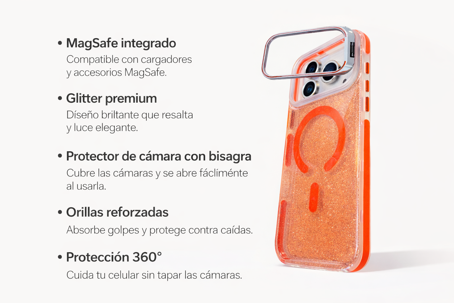 Protector IPhone 17 Pro Max MAGSTEEL Naranja Brillos