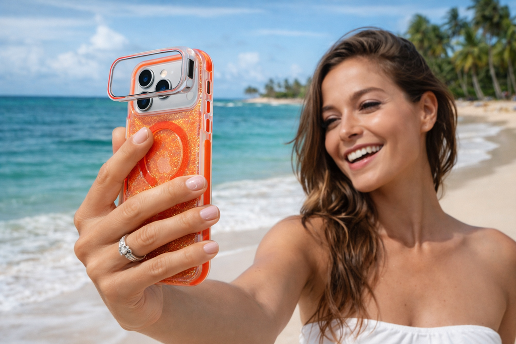 Protector IPhone 17 Pro Max MAGSTEEL Naranja Brillos