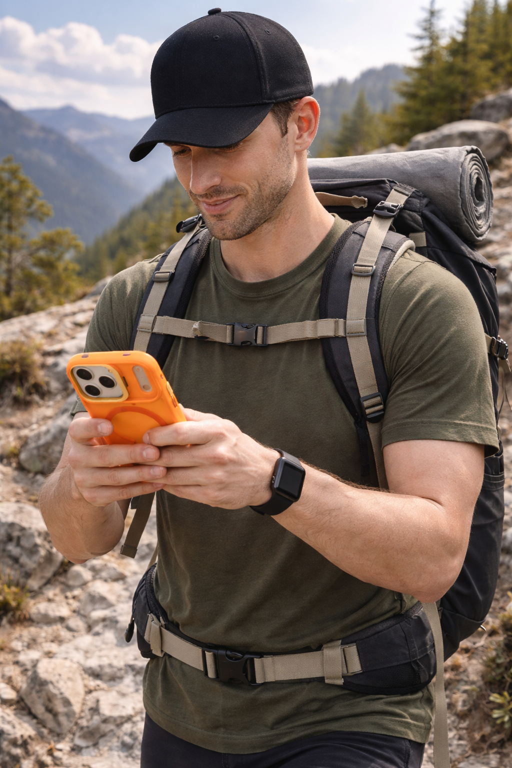 Protector IPhone 17 Pro Max Magsafe Naranja Con Soporte