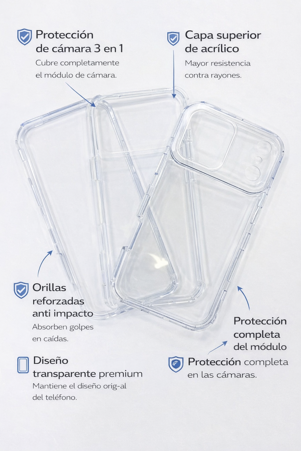 Protector IPhone 17 Pro Max 3 en 1 Transparente