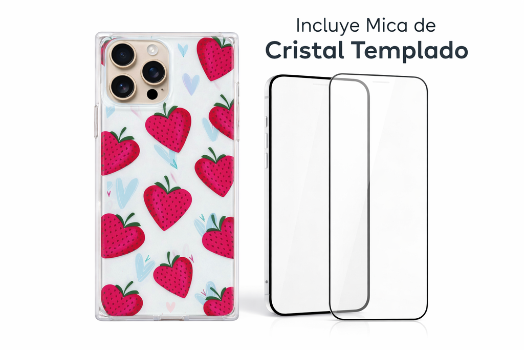 Protector iPhone 16 Pro Max Diseño Fresas