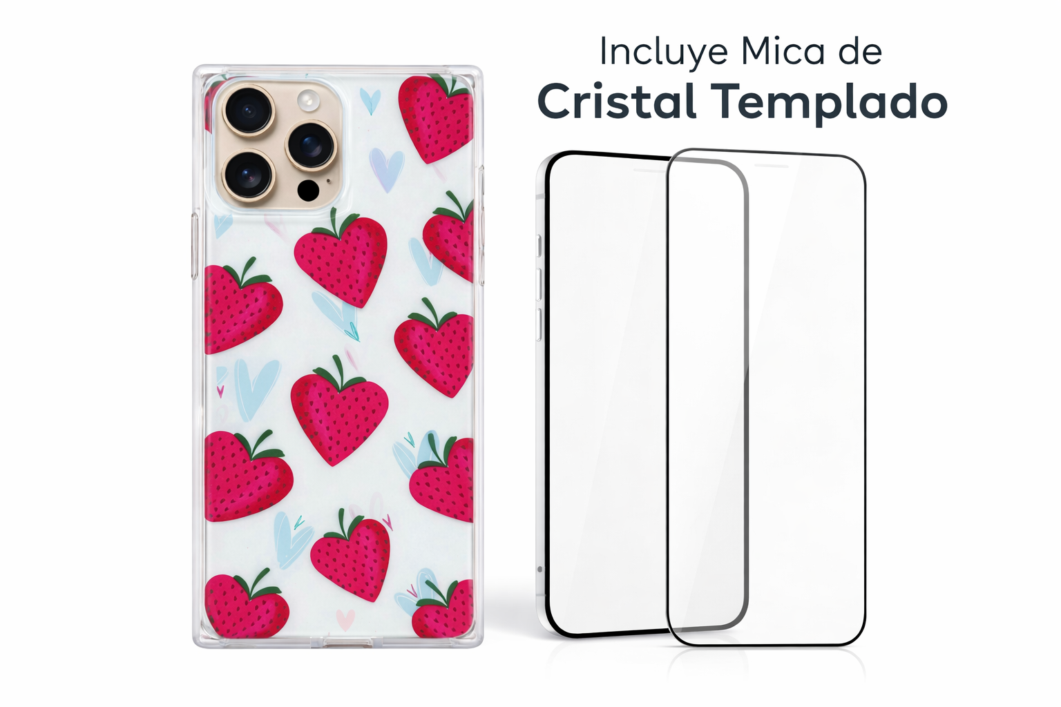 Protector iPhone 16 Pro Max Diseño Fresas
