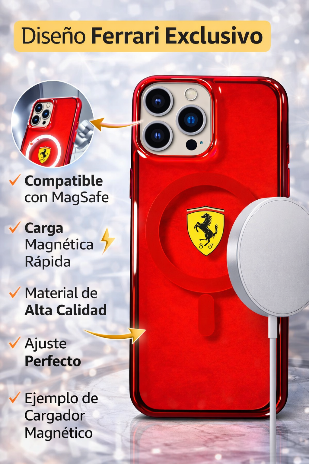Protector iPhone 14 Pro Max FERRARI Translucent Magsafe