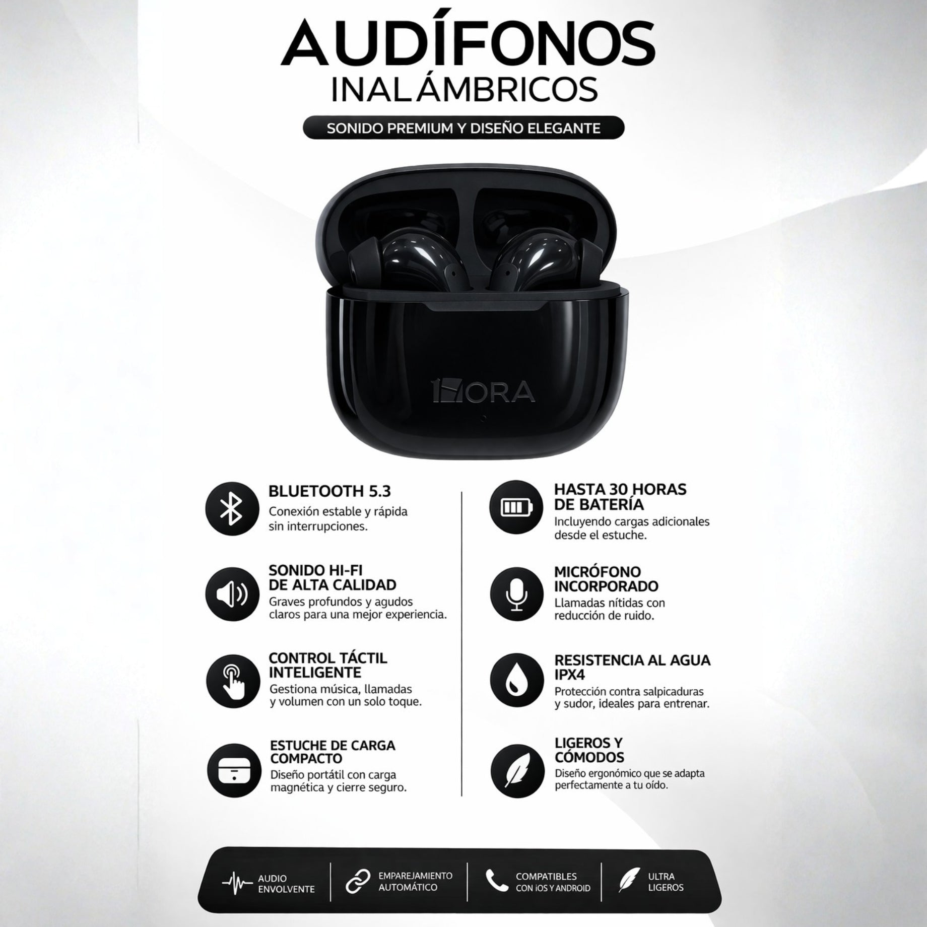 Audifonos Inalámbricos DarkWave Pods Negros