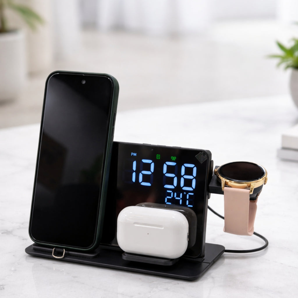 Base Smart Desk 3 en 1 Con Reloj