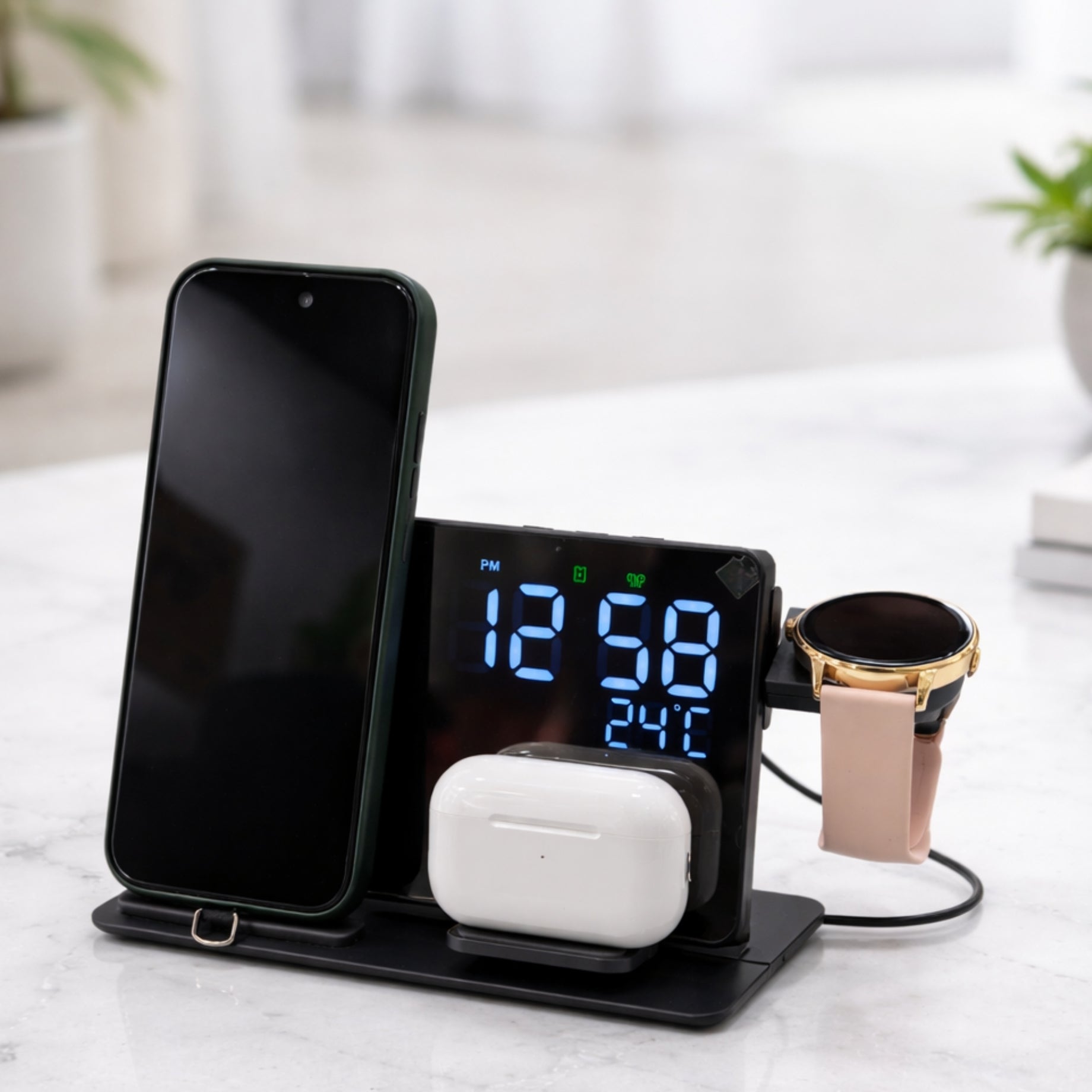 Base Smart Desk 3 en 1 Con Reloj