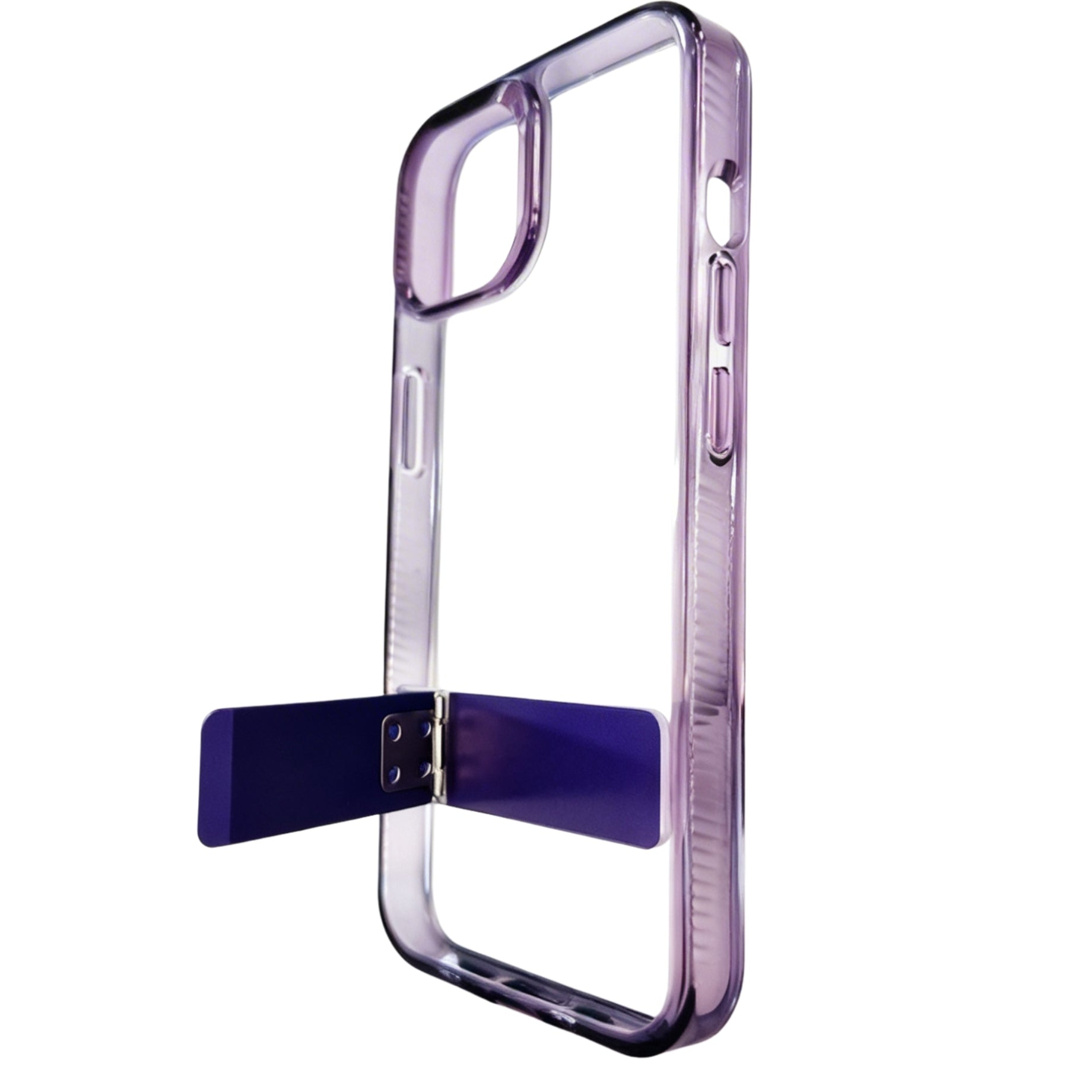 Protector iPhone 13/14 Transparente Con Soporte Morado