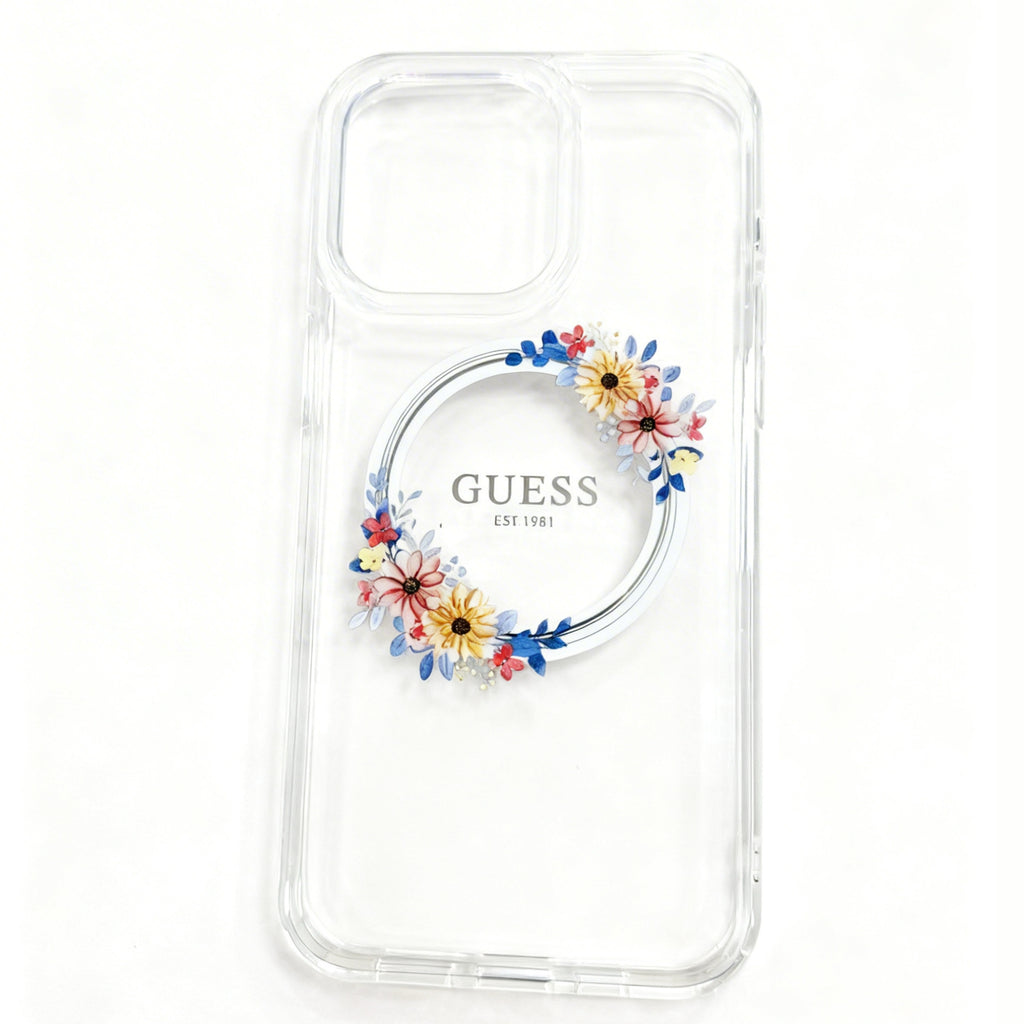 Protector iPhone 15 Pro Max GUESS Magsafe Flowers
