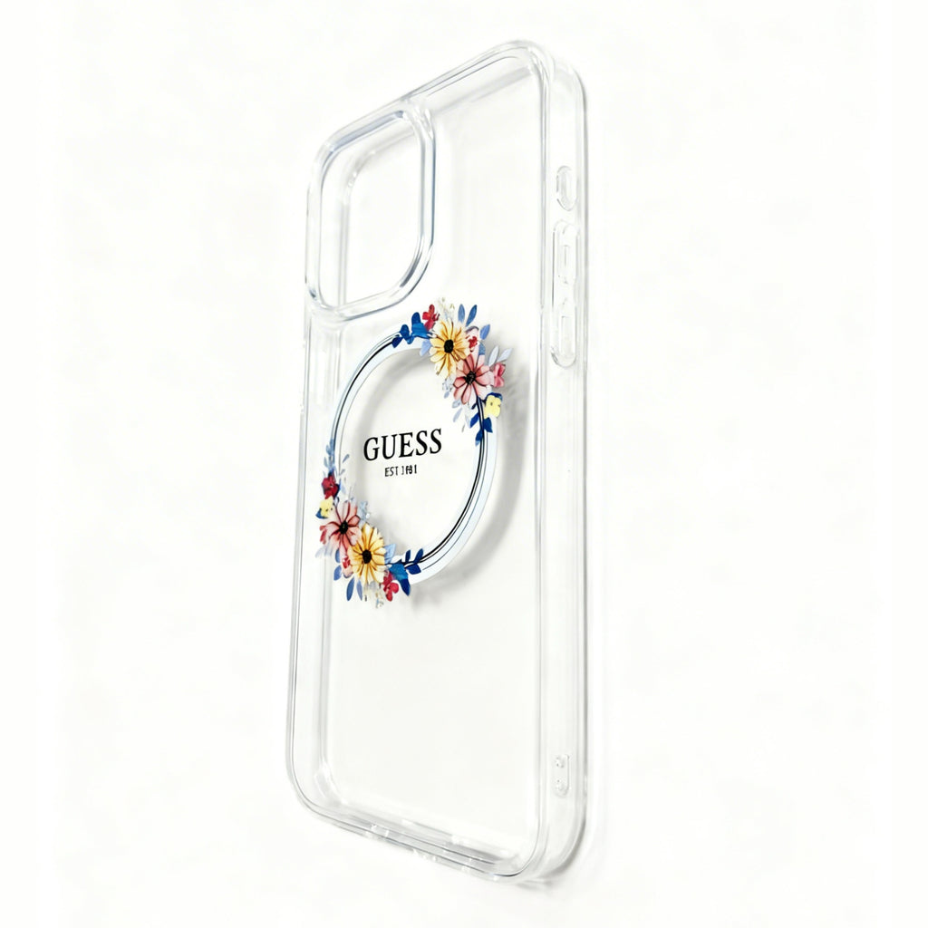 Protector iPhone 15 Pro Max GUESS Magsafe Flowers