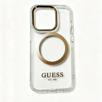 Protector iPhone 15 Pro GUESS Outline Gold