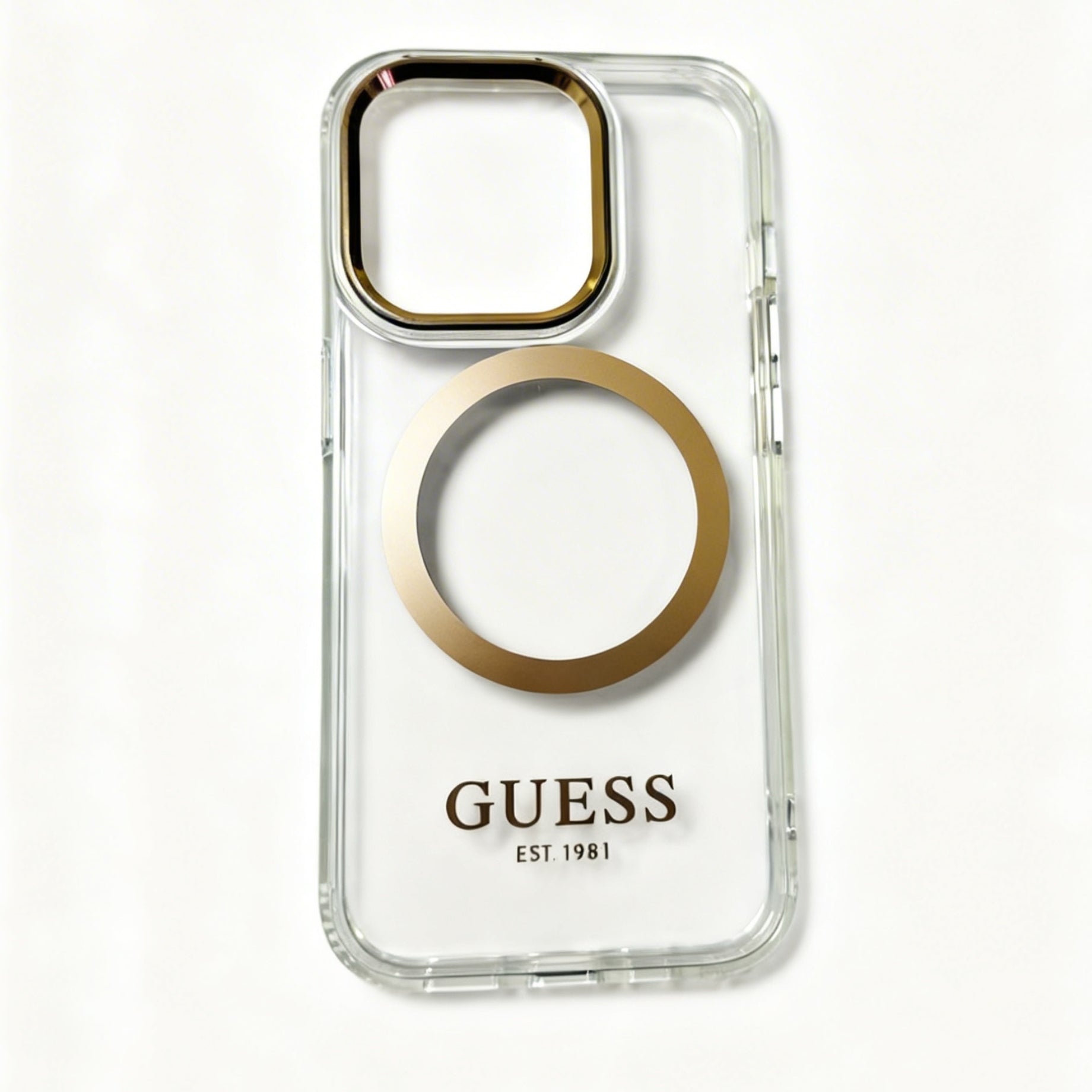 Protector iPhone 15 Pro GUESS Outline Gold