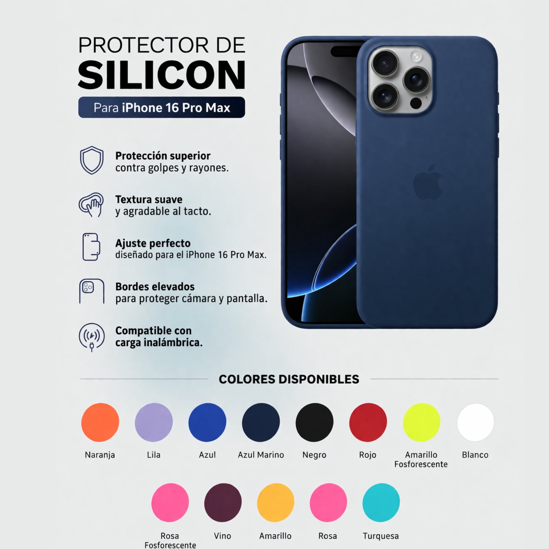 Protector iPhone 16 Pro Max Silicon