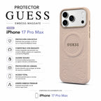 Protector iPhone 17 Pro Max GUESS Magsafe Peony Metal Beige