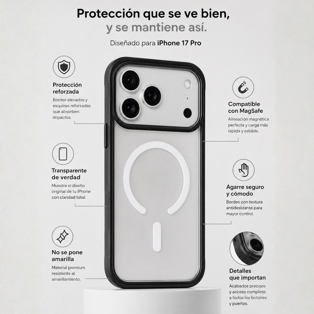 Protector iPhone 17 Pro Black Edge Clear Negro