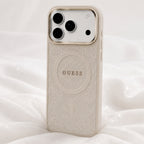 Protector iPhone 17 Pro GUESS Magsafe Peony Metal Beige