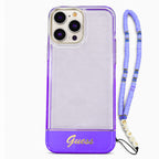 Protector iPhone 15 Pro Max GUESS Strap Translucent Morado