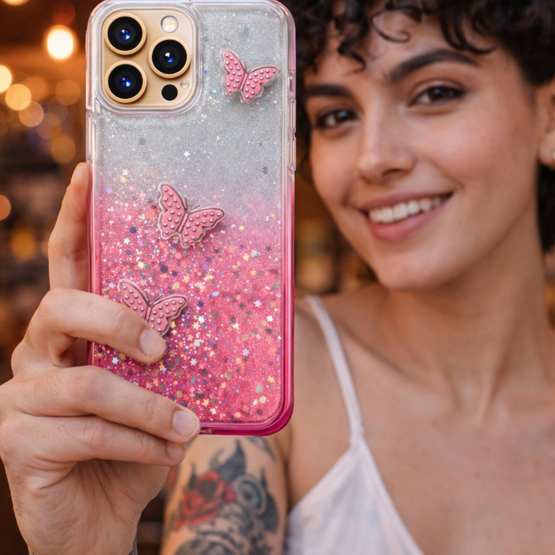 Protector iPhone 16 Pro Max Diseño Mariposas Rosa