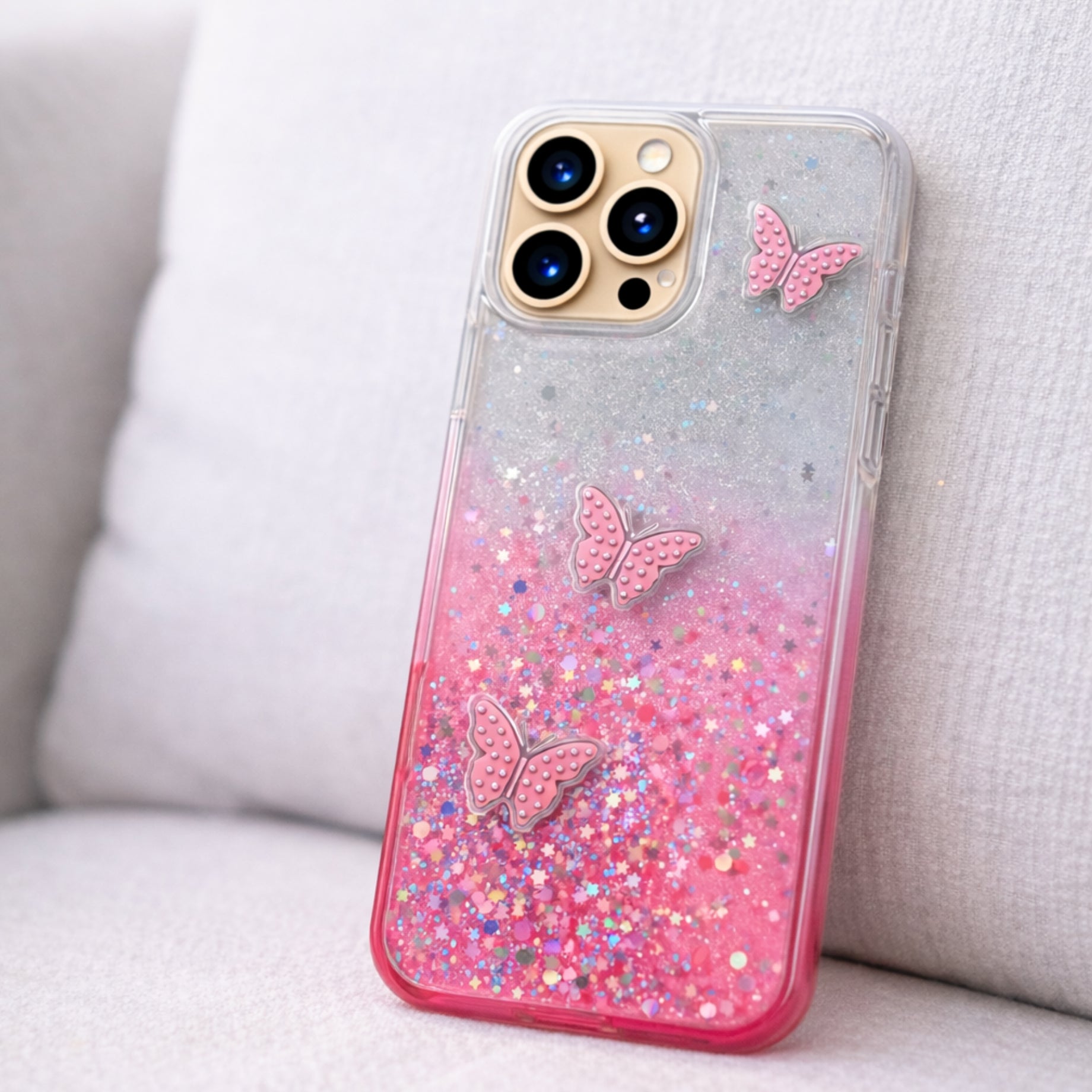 Protector iPhone 16 Pro Max Diseño Mariposas Rosa