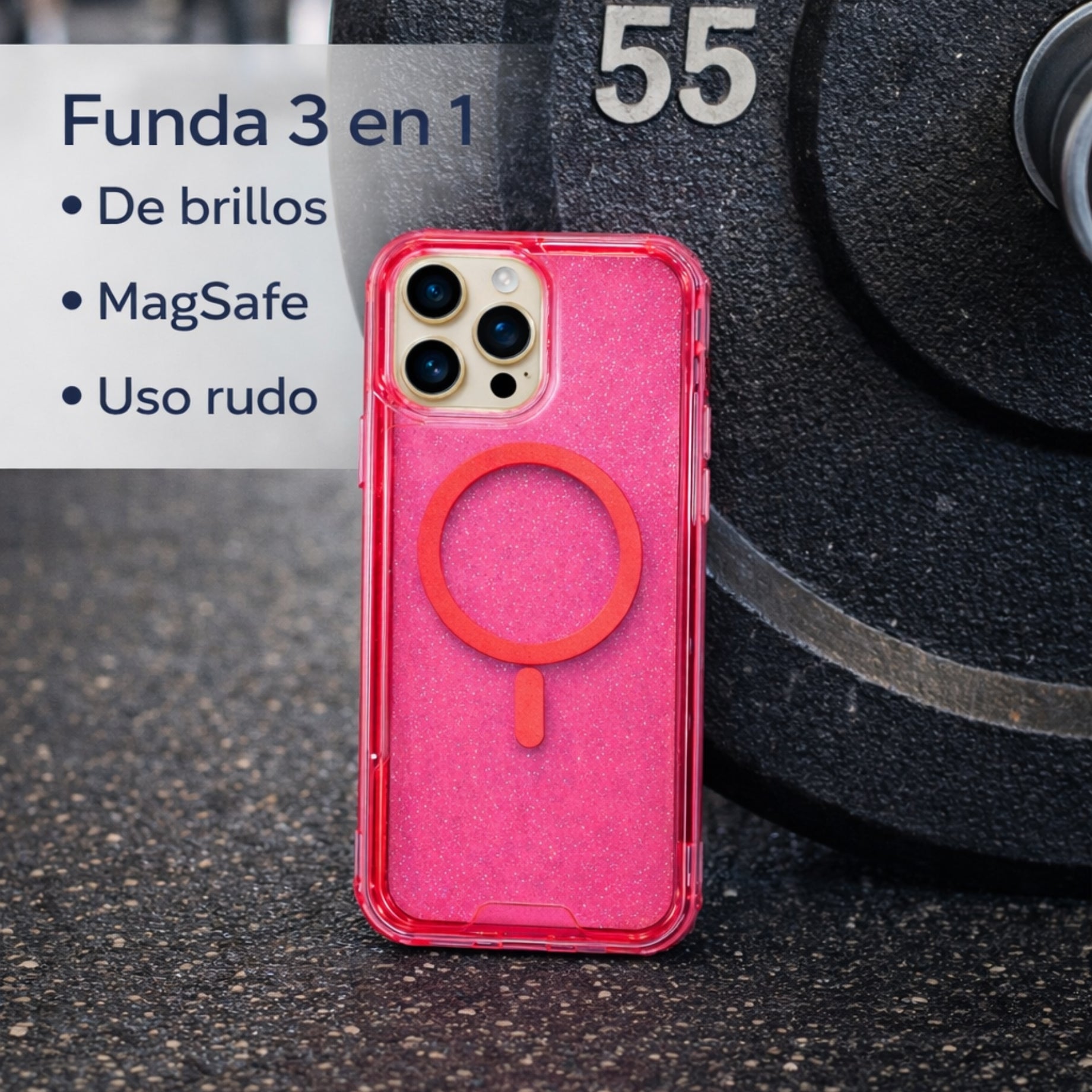Protector iPhone 16 Pro Max 3 en 1 Magsafe Rosa