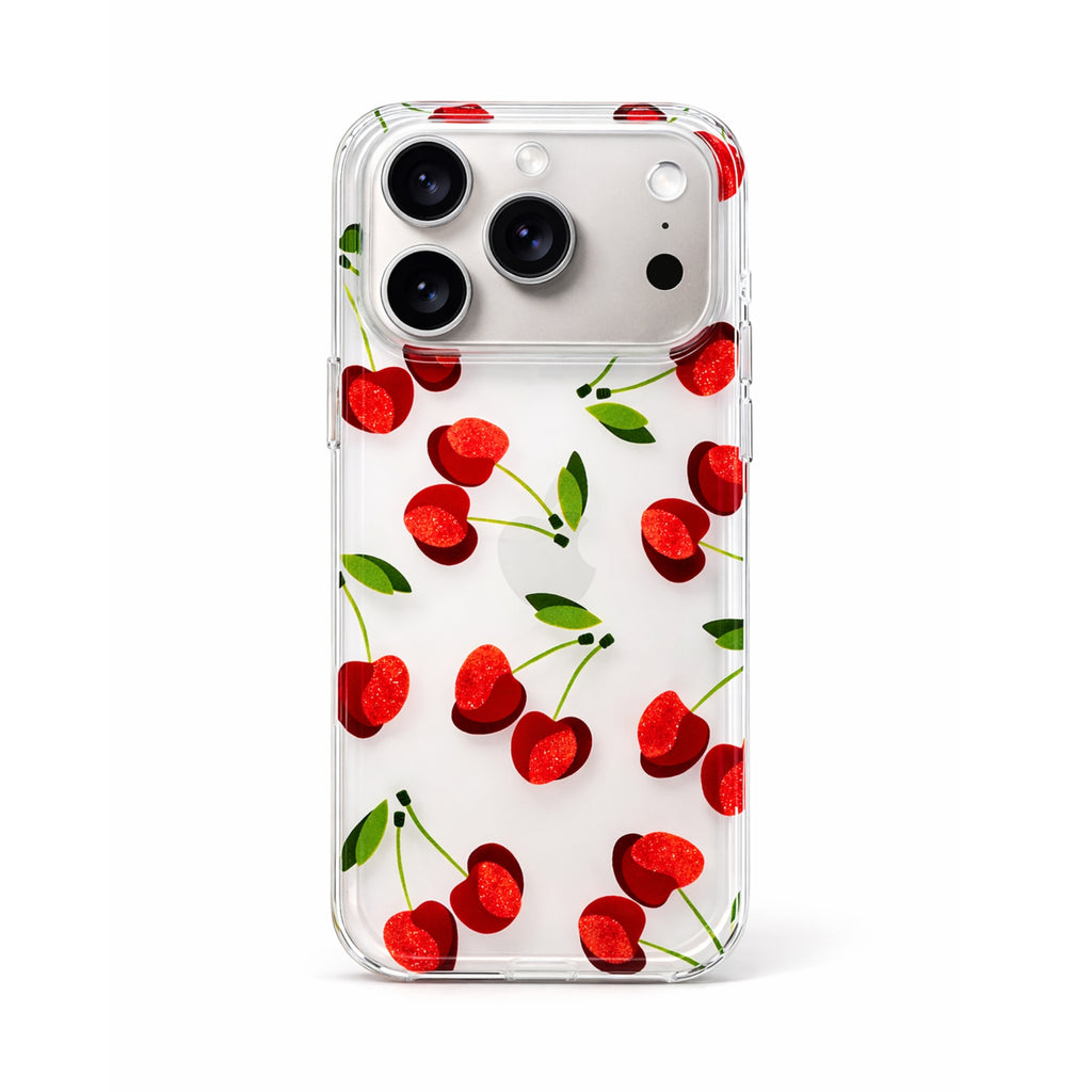 Protector IPhone 17 Pro Max Cerezas Con Brillos