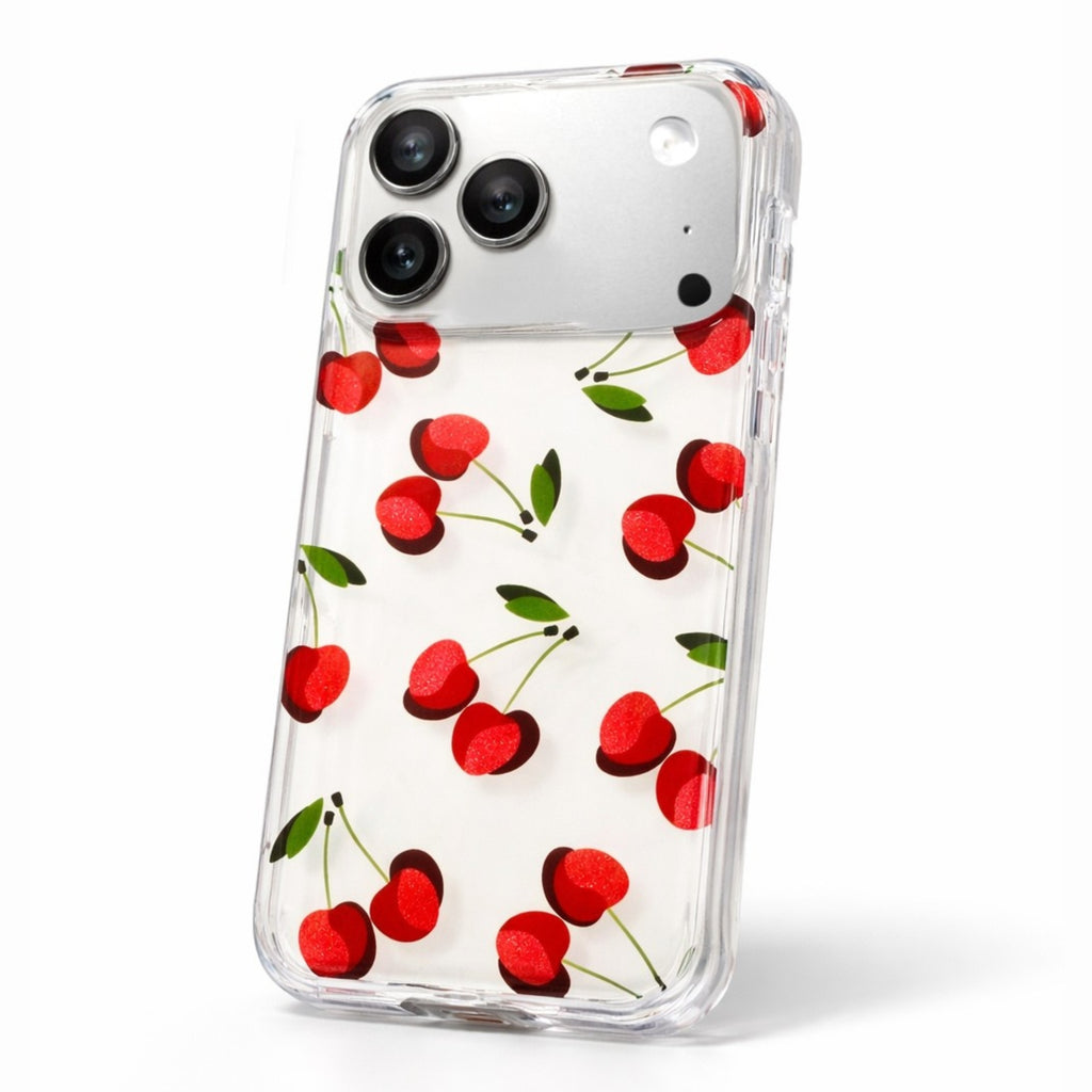 Protector IPhone 17 Pro Max Cerezas Con Brillos