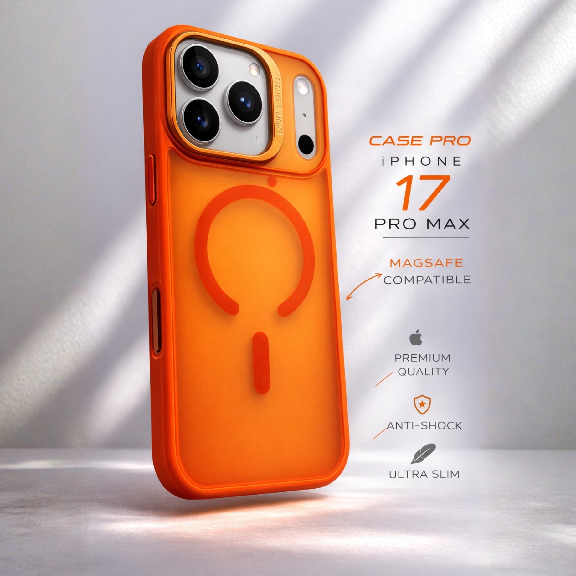 Protector IPhone 17 Pro Max Magsafe Naranja Con Soporte