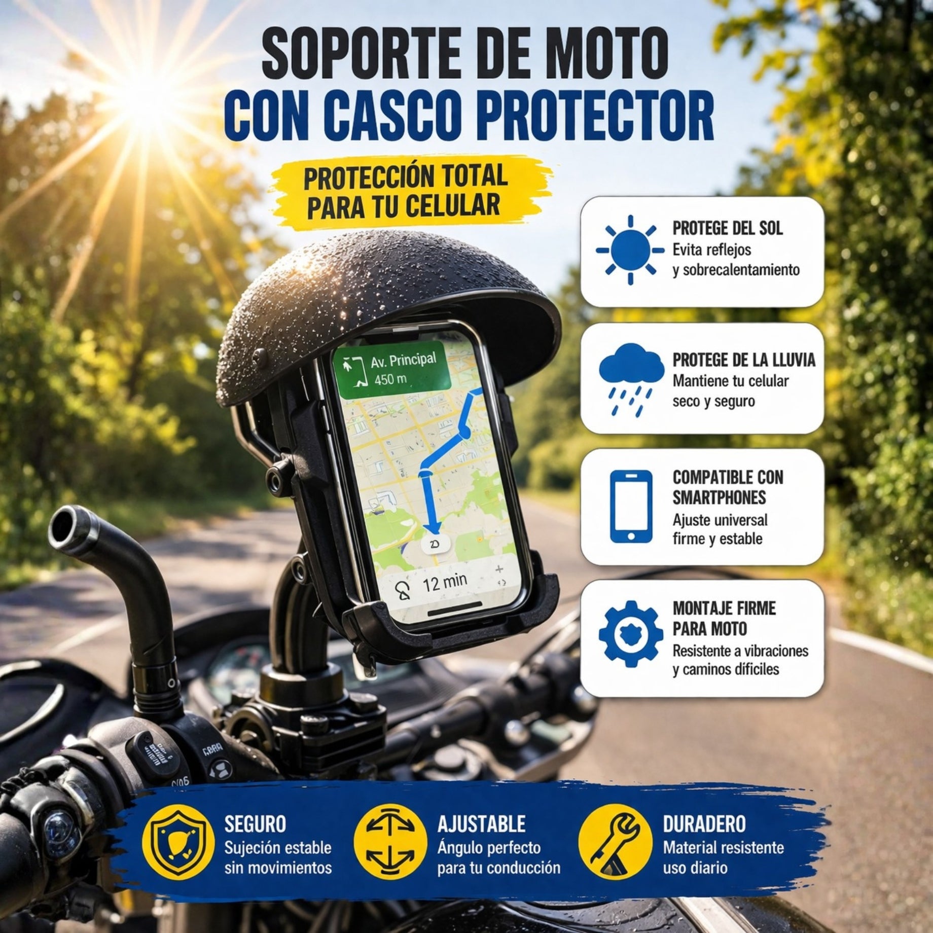 Mobile Phone Holder Motocicleta Con Casco
