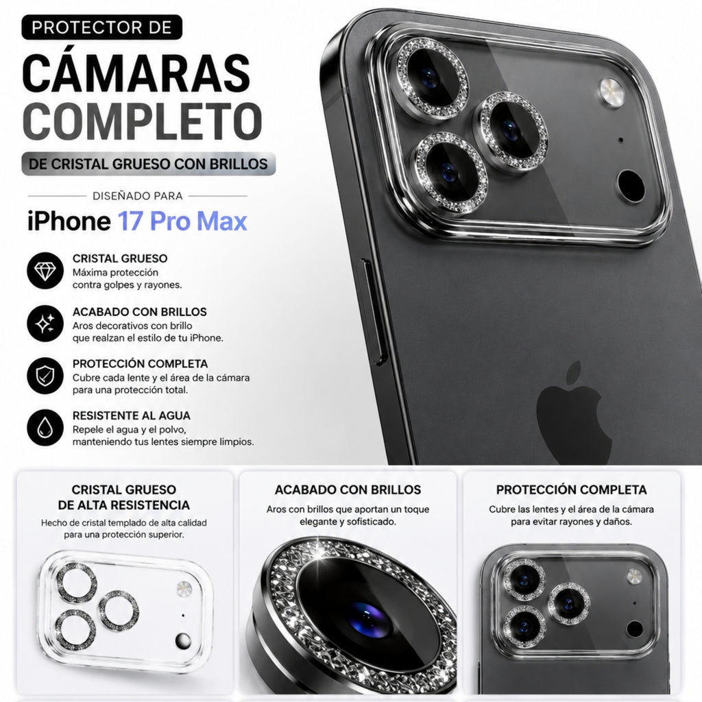 Protectores de Cámara iPhone 17 Pro Max Brillos