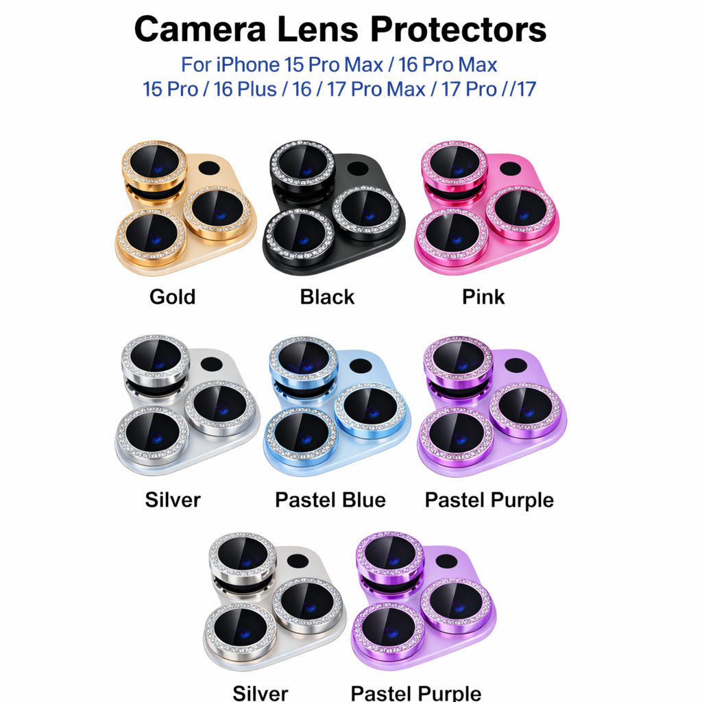 Protectores de Camara Iphone 15PM/15 Pro/16PM/16 Pro/16Plus/16/17PM/17 Pro/17 Brillos