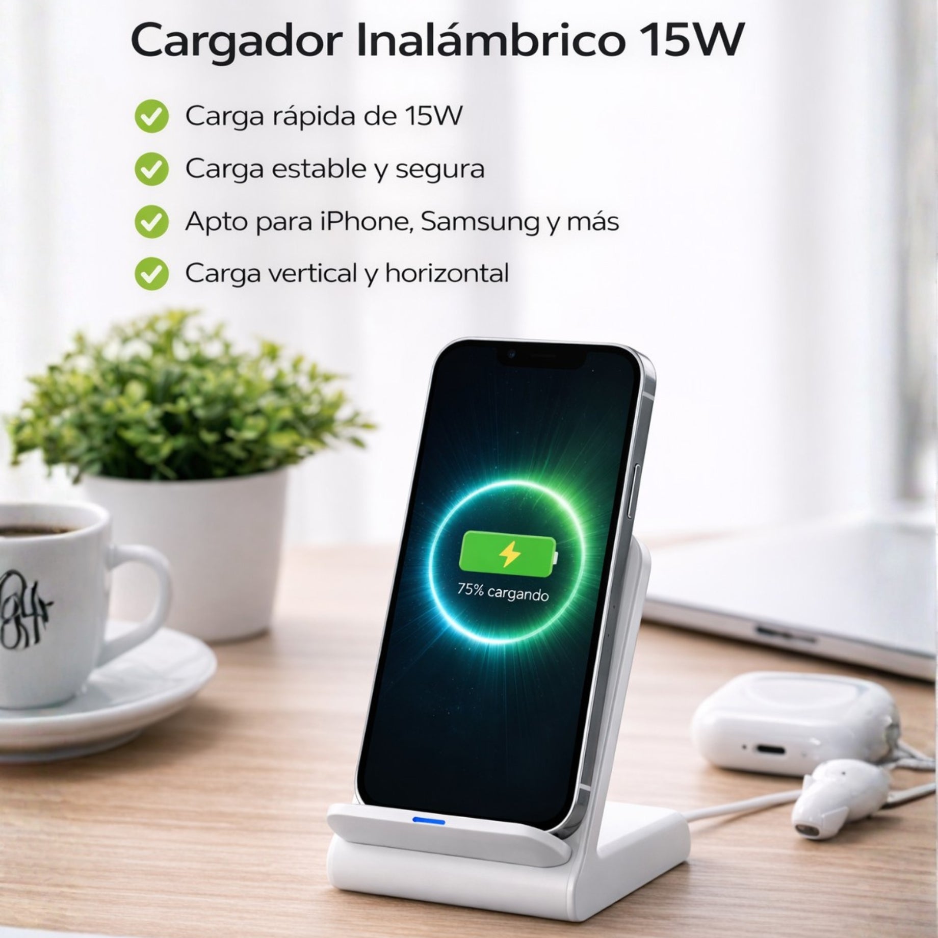 Soporte Para Celular Con Carga Inalámbrica