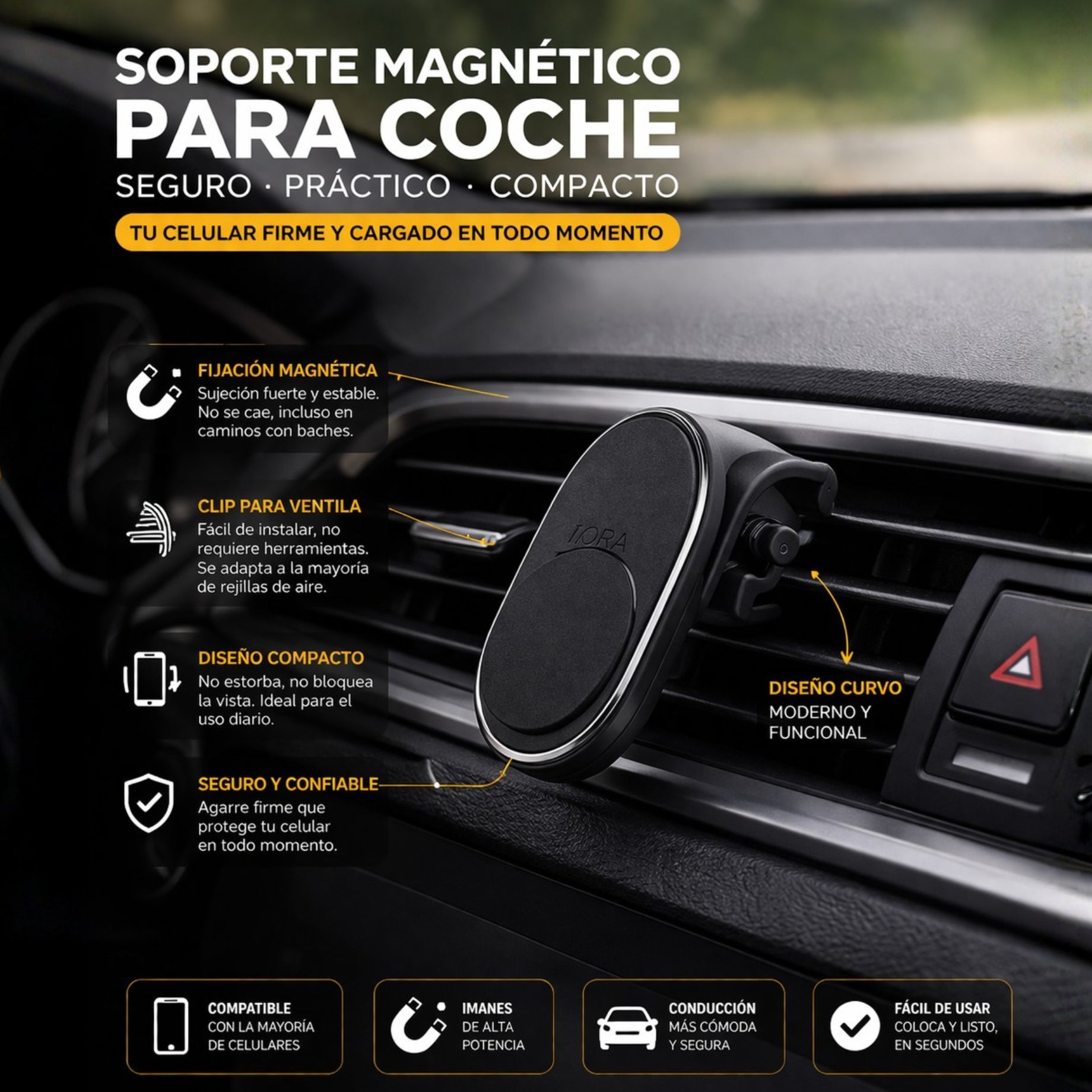 Soporte Magnetico Celular Para Auto Clip
